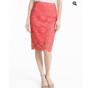 White House Black Market Pink Floral Lace Skirt
